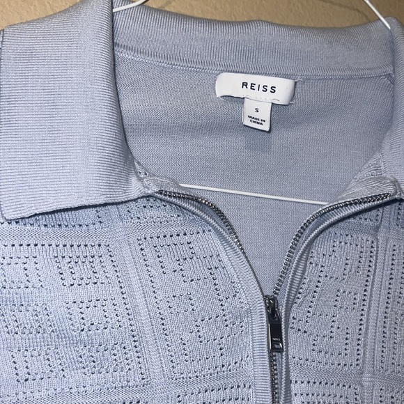 Reiss Geometric Knit Half Zip Polo - Picture 2 of 4